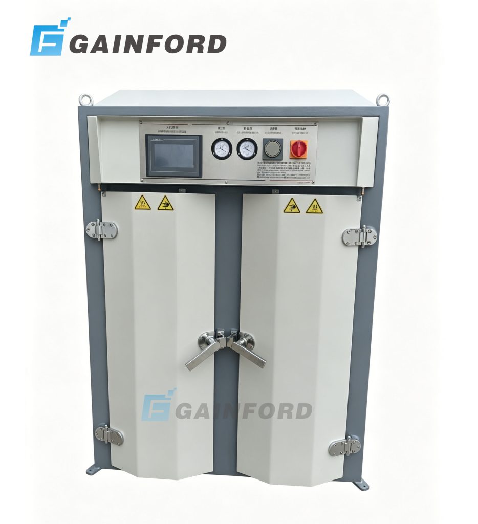 YT-134A intelligent double door vacuum heat setting machine for shoes and boots with PLC control and steam wrinkle removal