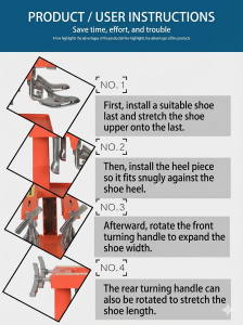 Step by step instructions for operating the Italian boot stretcher